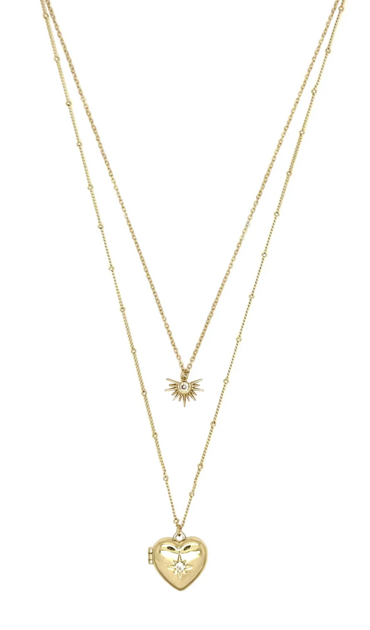 Heart & Sun Locket Necklace