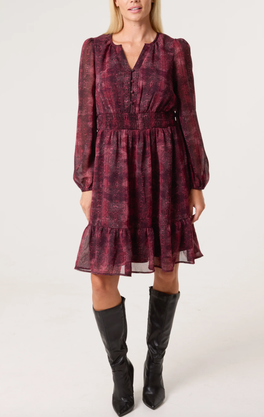 Berry Snake Print Dress