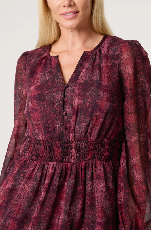 Berry Snake Print Dress