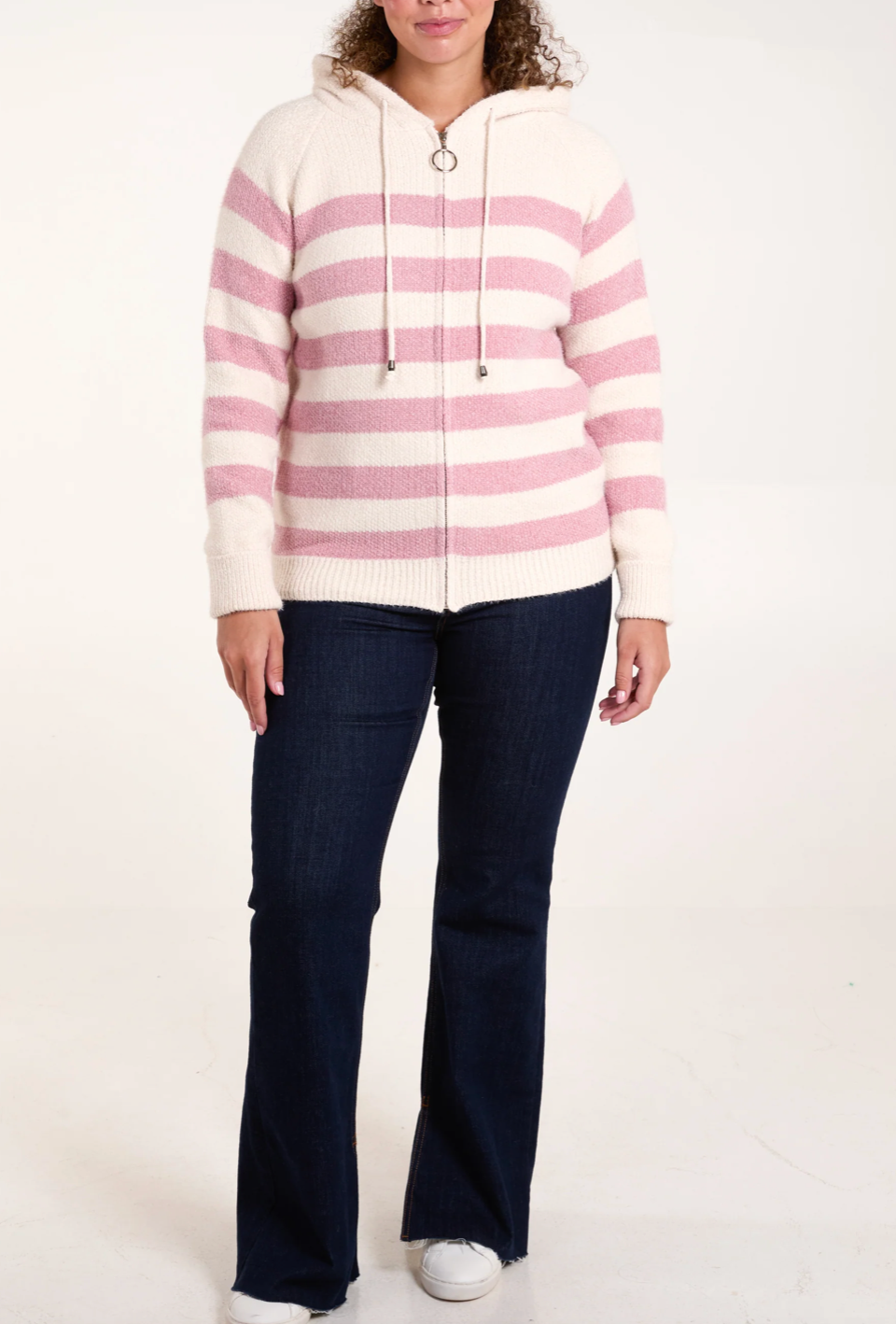 Soft Stripe Zip Up Jumper