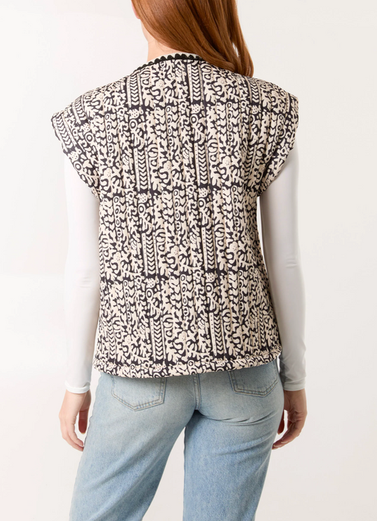 Quilted Print Gilet
