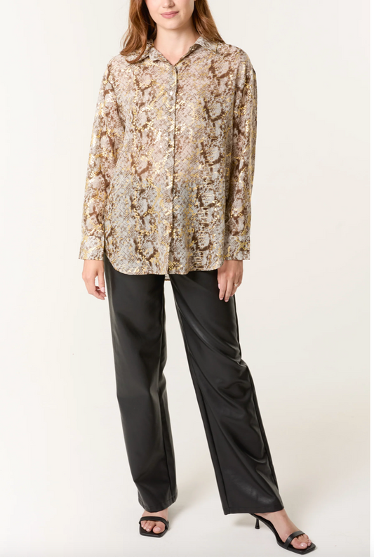 Gold Snake Print Blouse