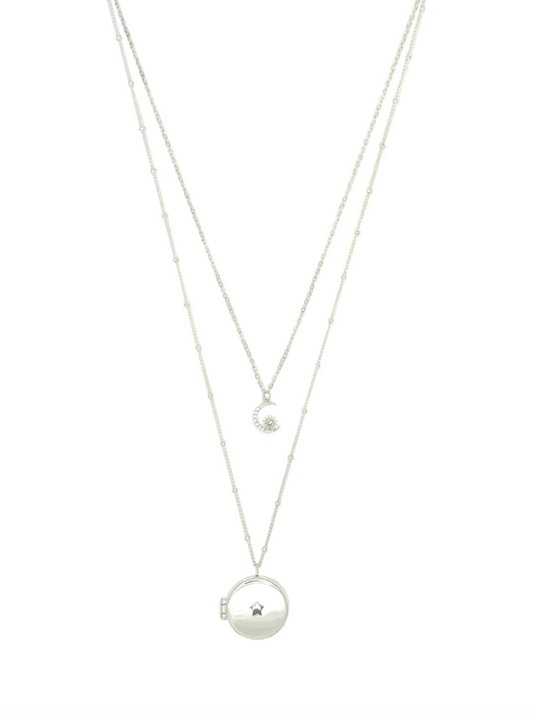 Moon and Star Locket Necklace