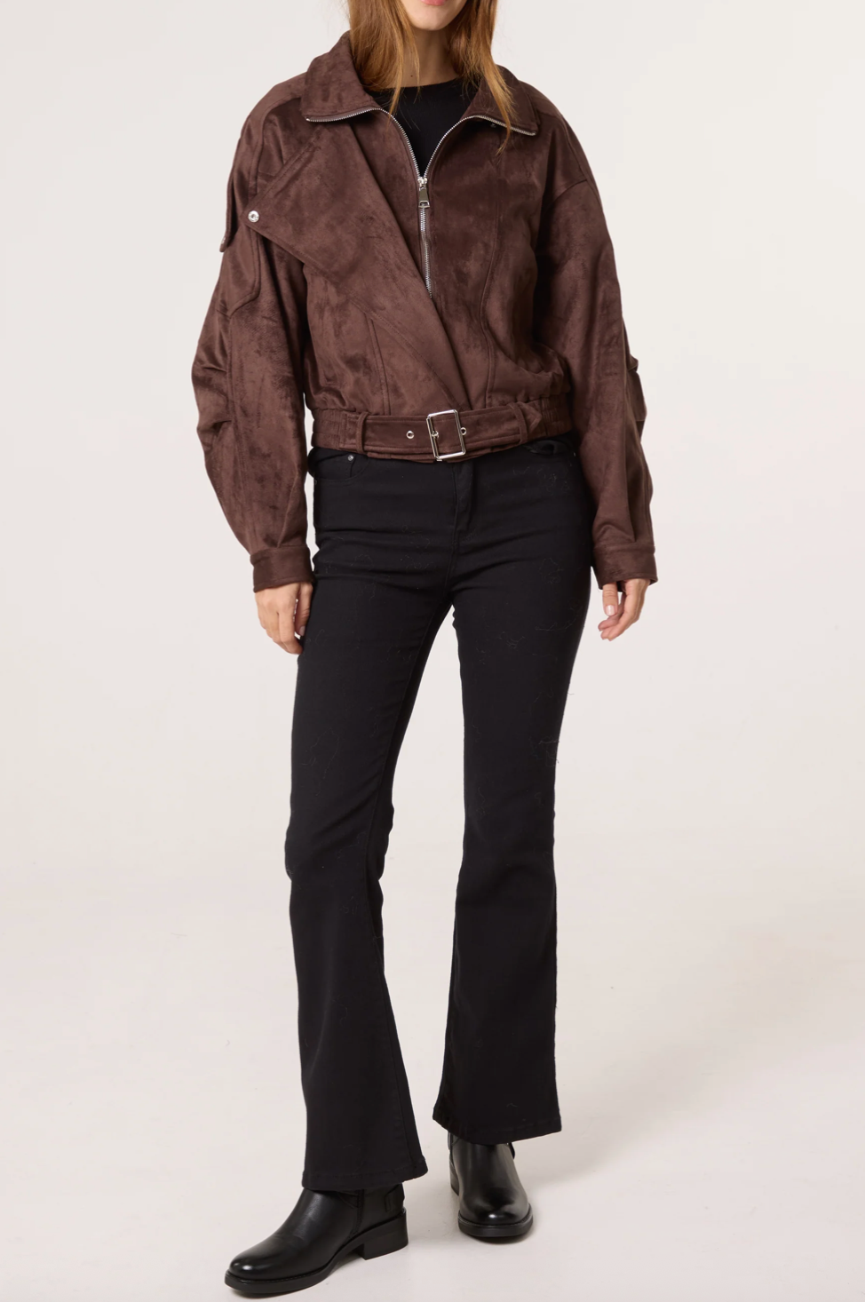 Faux Suede Biker Jacket