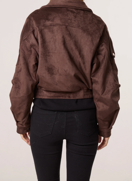 Faux Suede Biker Jacket