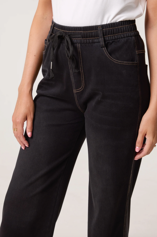 Elastic Wide Leg Jeans
