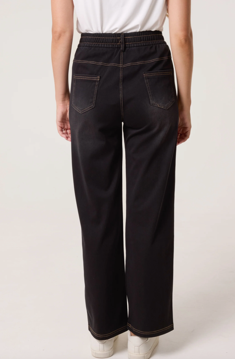 Elastic Wide Leg Jeans
