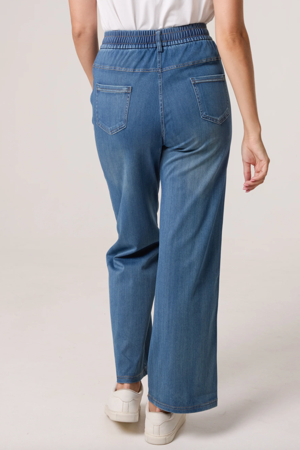 Elastic Wide Leg Jeans