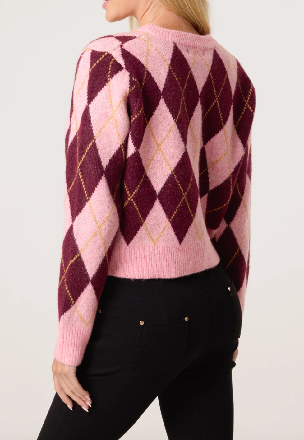 Argyle Pink Cardigan