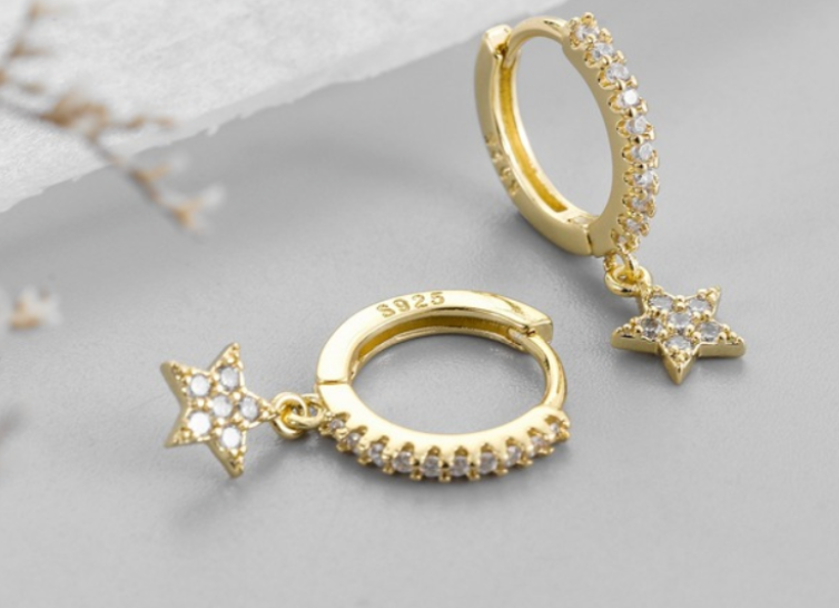 Sparkle Star Huggie Hoop