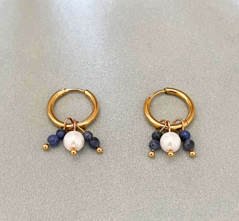 Deep Blue Stone Earrings