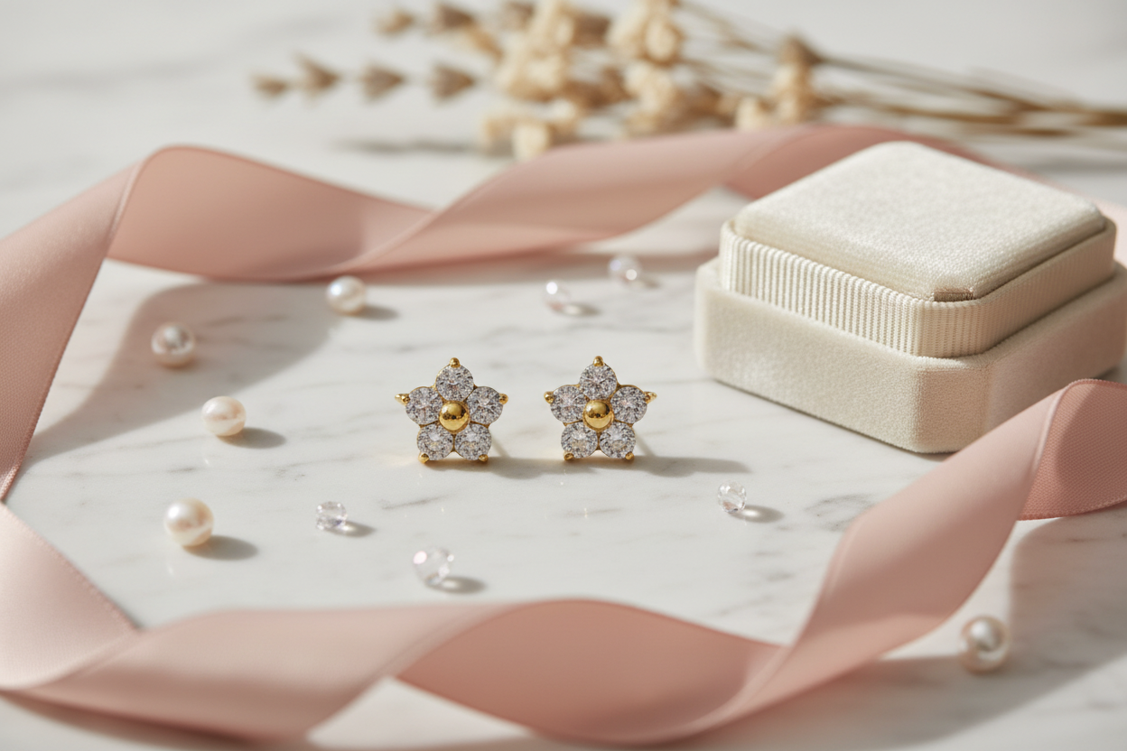 Cz Petal Flower Studs