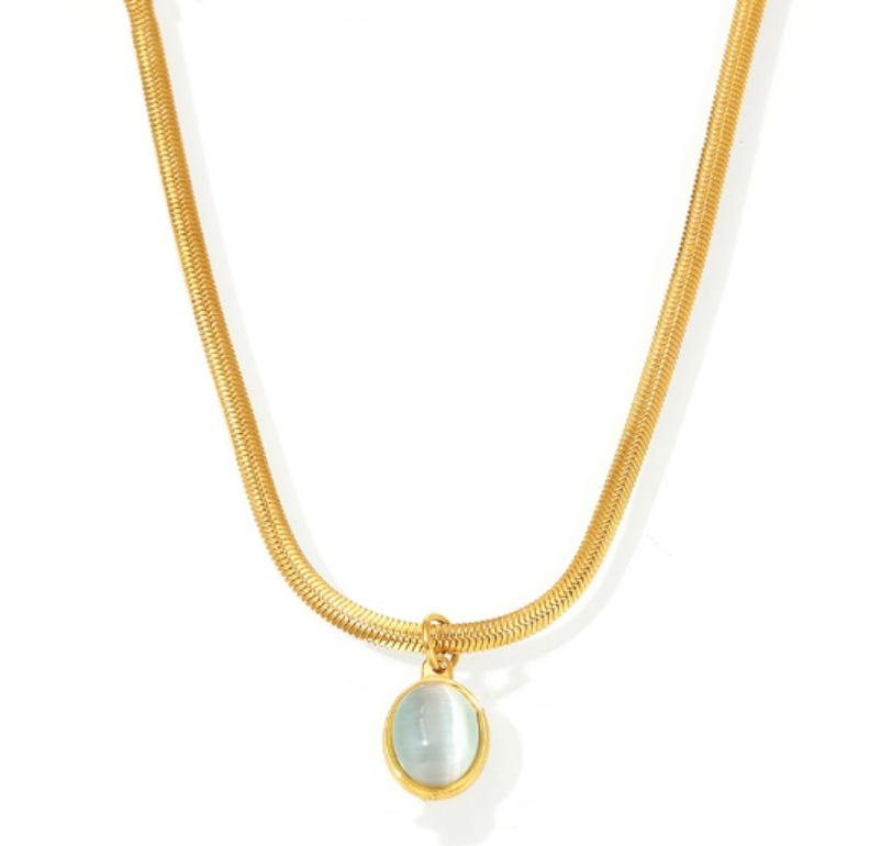 Green Oval Drop Necklace