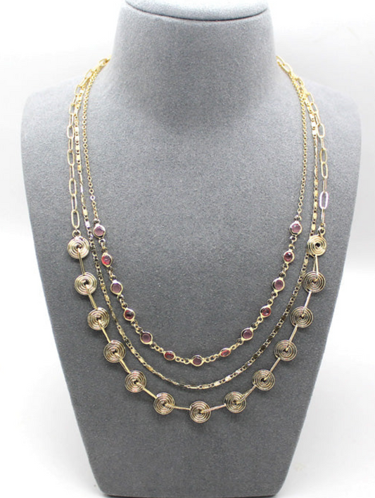 Triple Layered Swirl Necklace