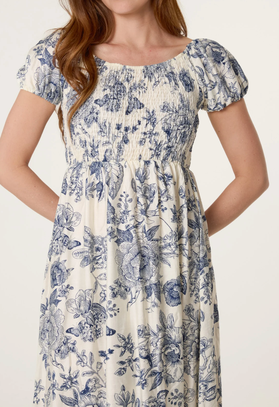 Butterfly Shirred Dress