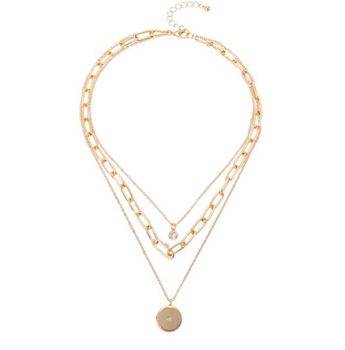 Triple Chain Disc Necklace