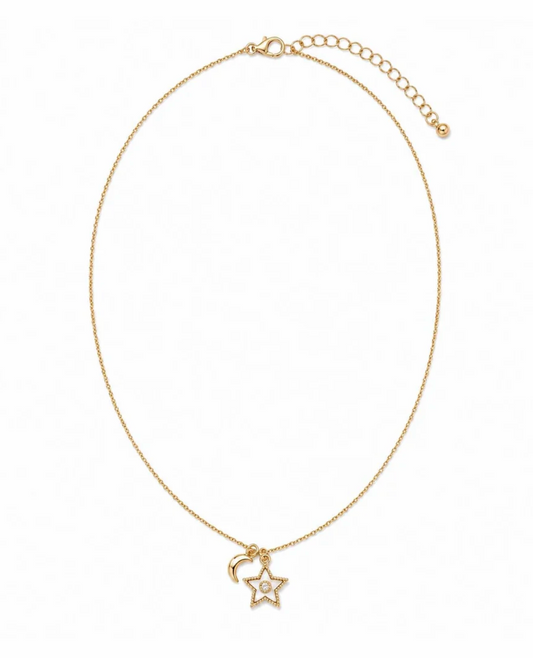 MOP Moon & Star Charm Necklace