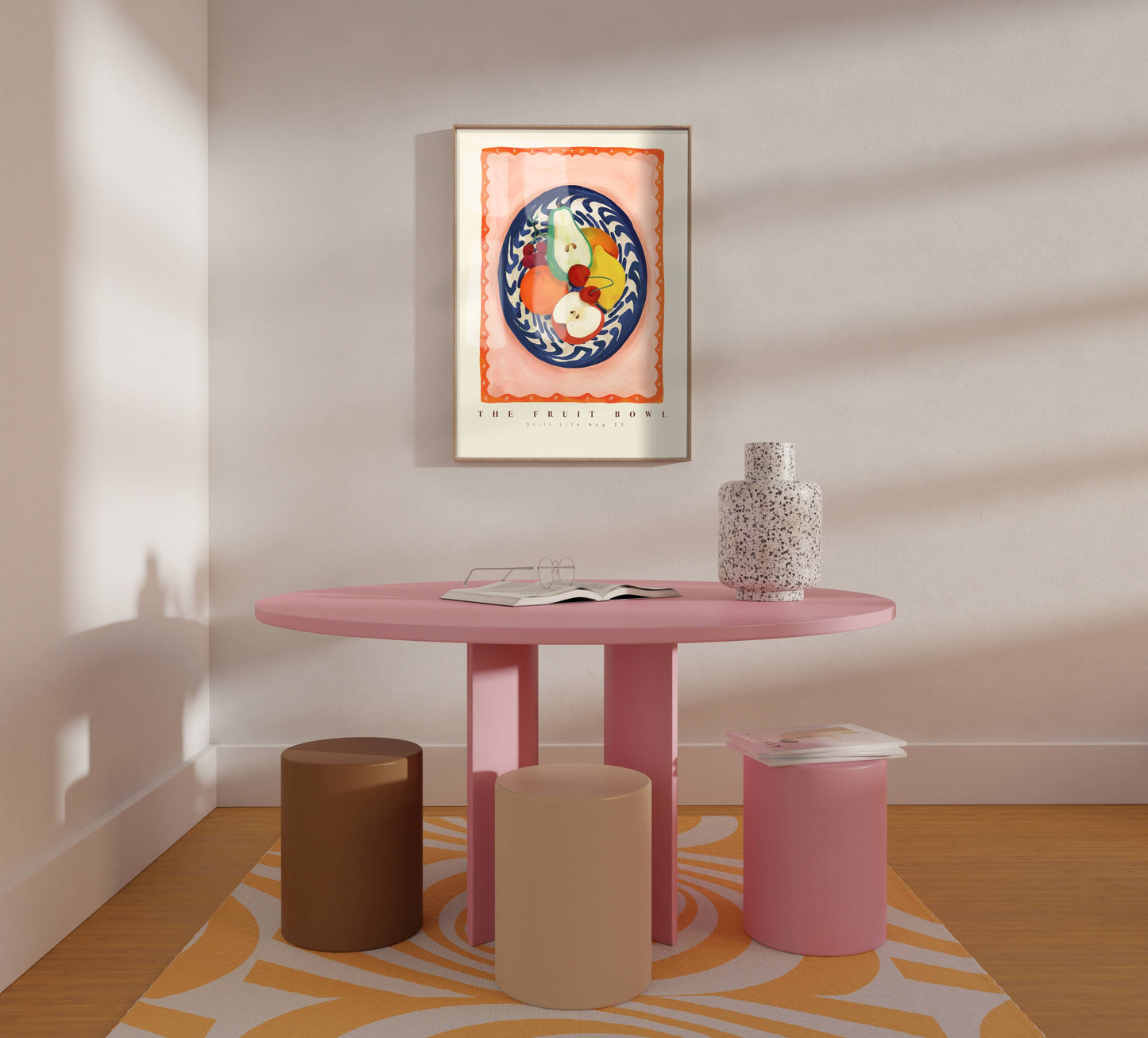 Blue Fruit Bowl Illustration