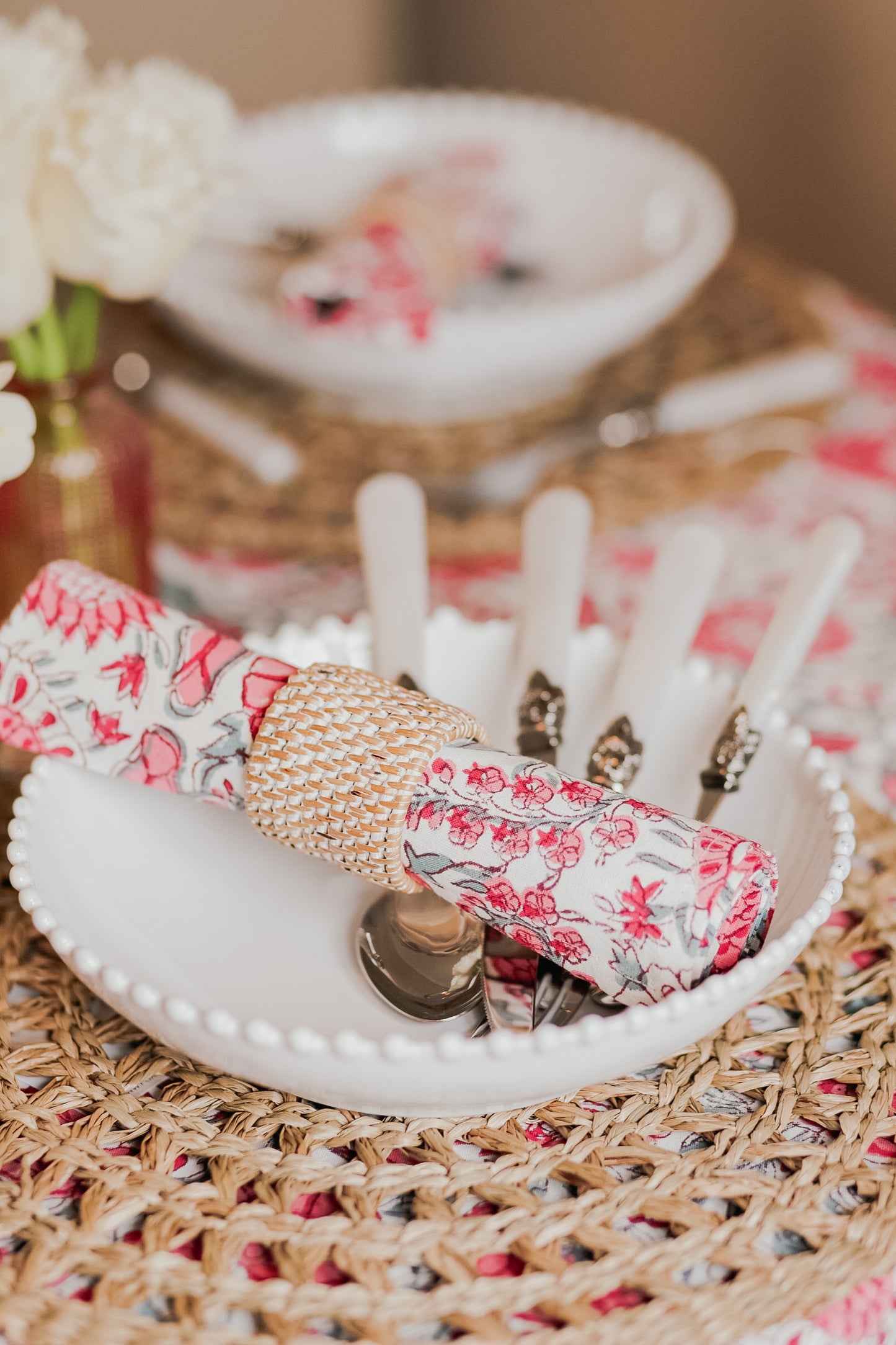 White Rattan Napkin Ring