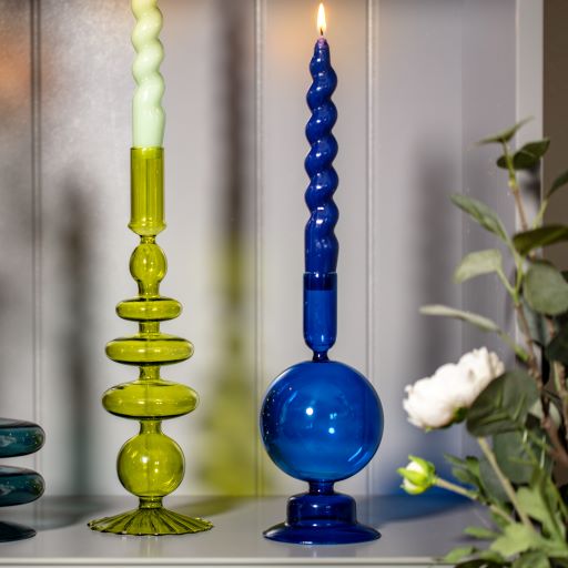 Glass Taper Holder- Egyptian Blue
