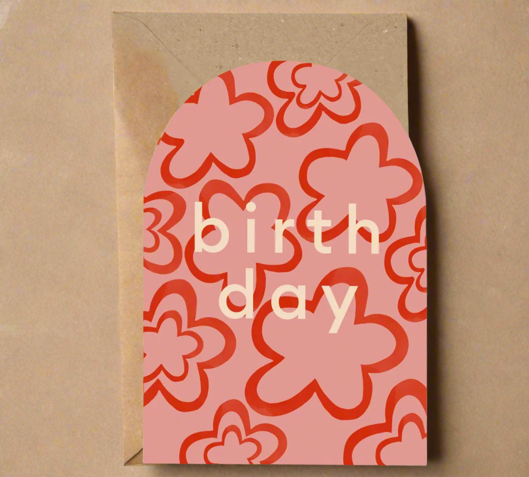 Curved Pink Birthday Card