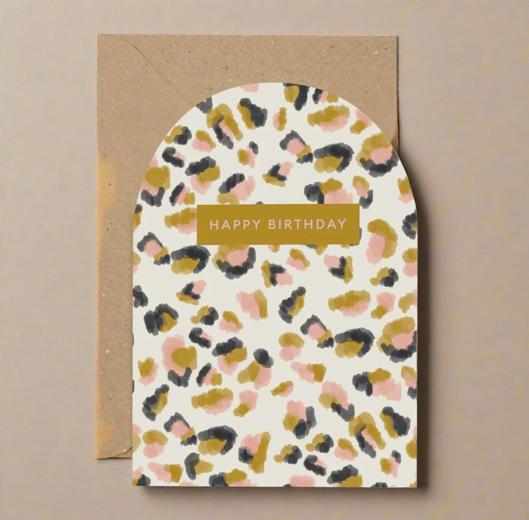 Pastel Leopard Birthday Card