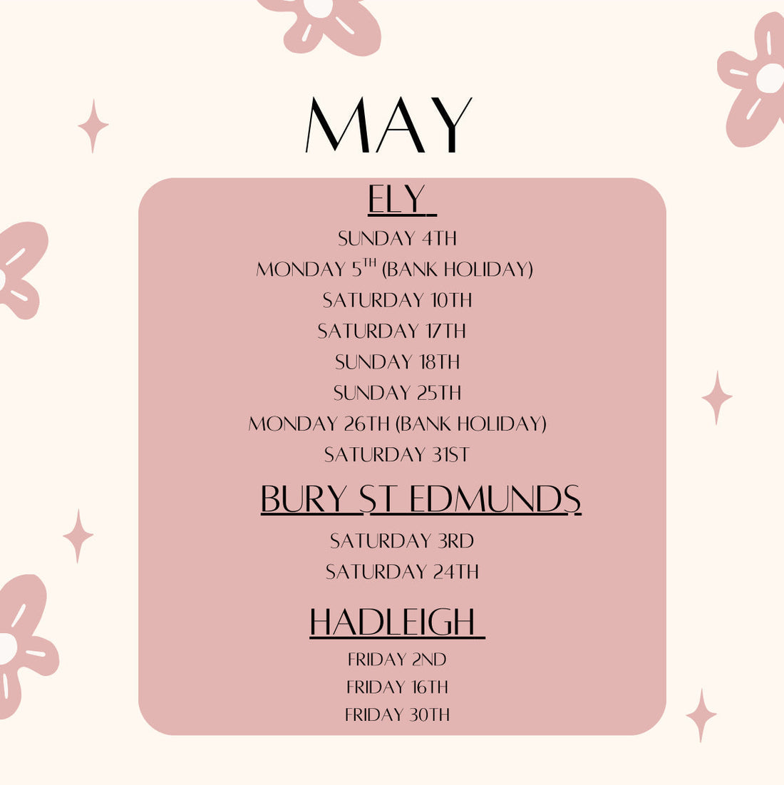 May Market Dates