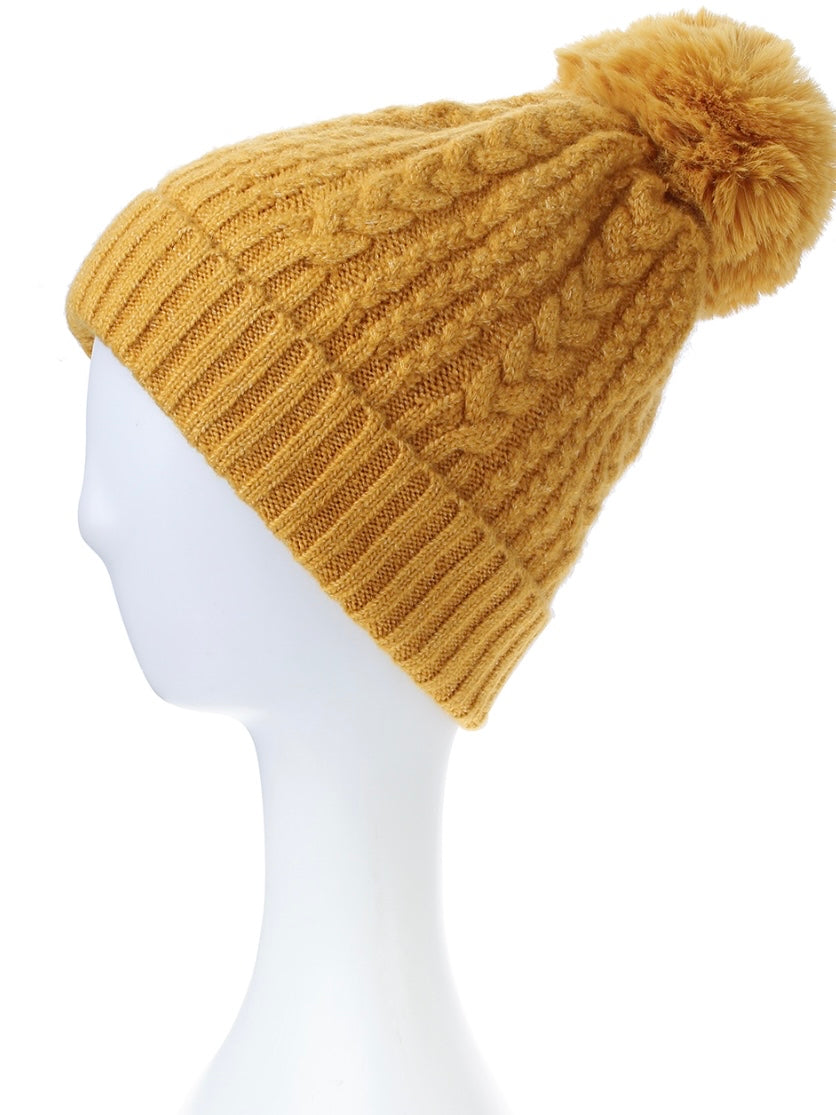 Soft Stitch Knitted Pompom Hat
