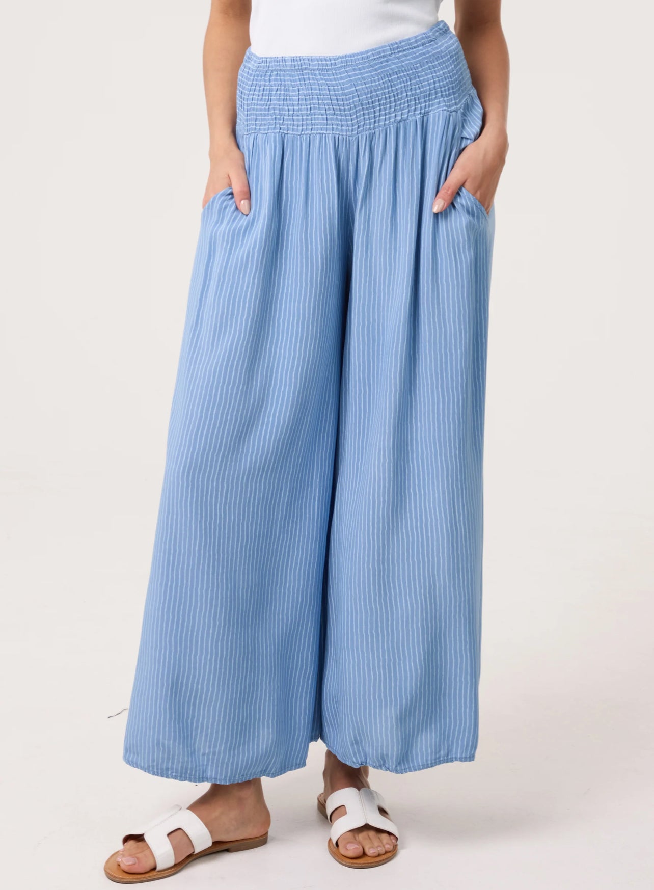 Pinstripe Wide Leg Trousers
