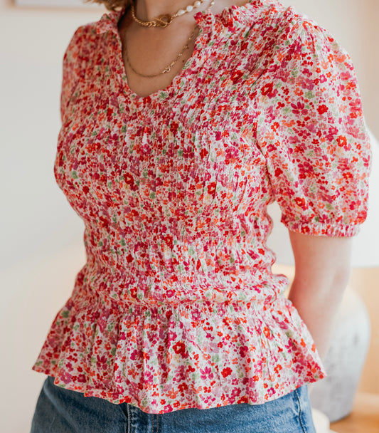Ditsy Floral Shirring Top