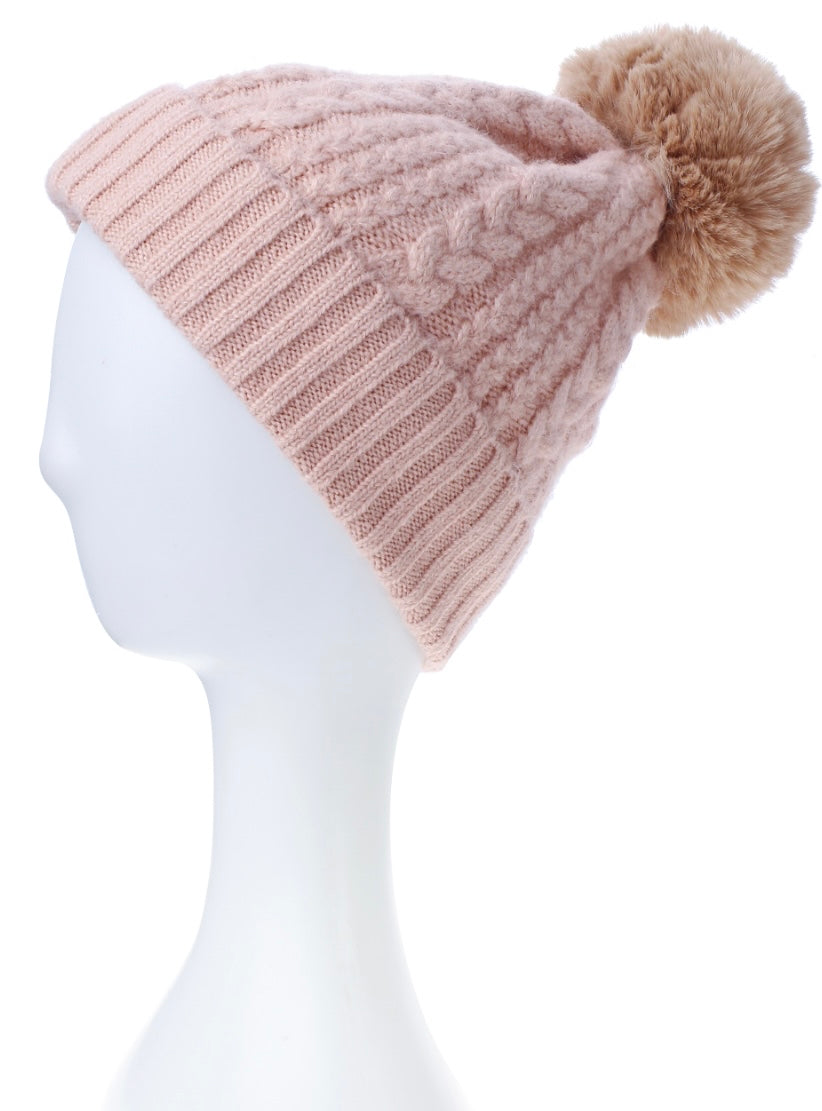 Soft Stitch Knitted Pompom Hat