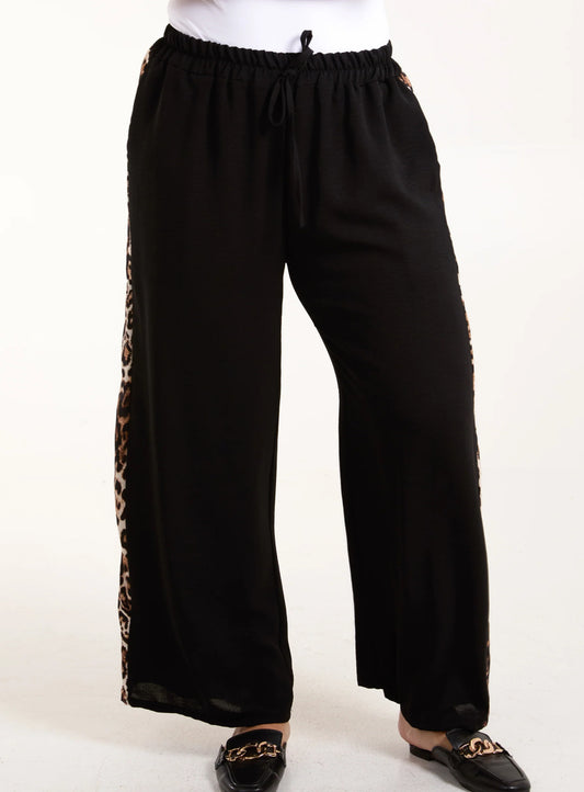 Leopard side stripe trousers