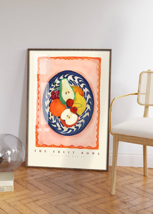 Blue Fruit Bowl Illustration