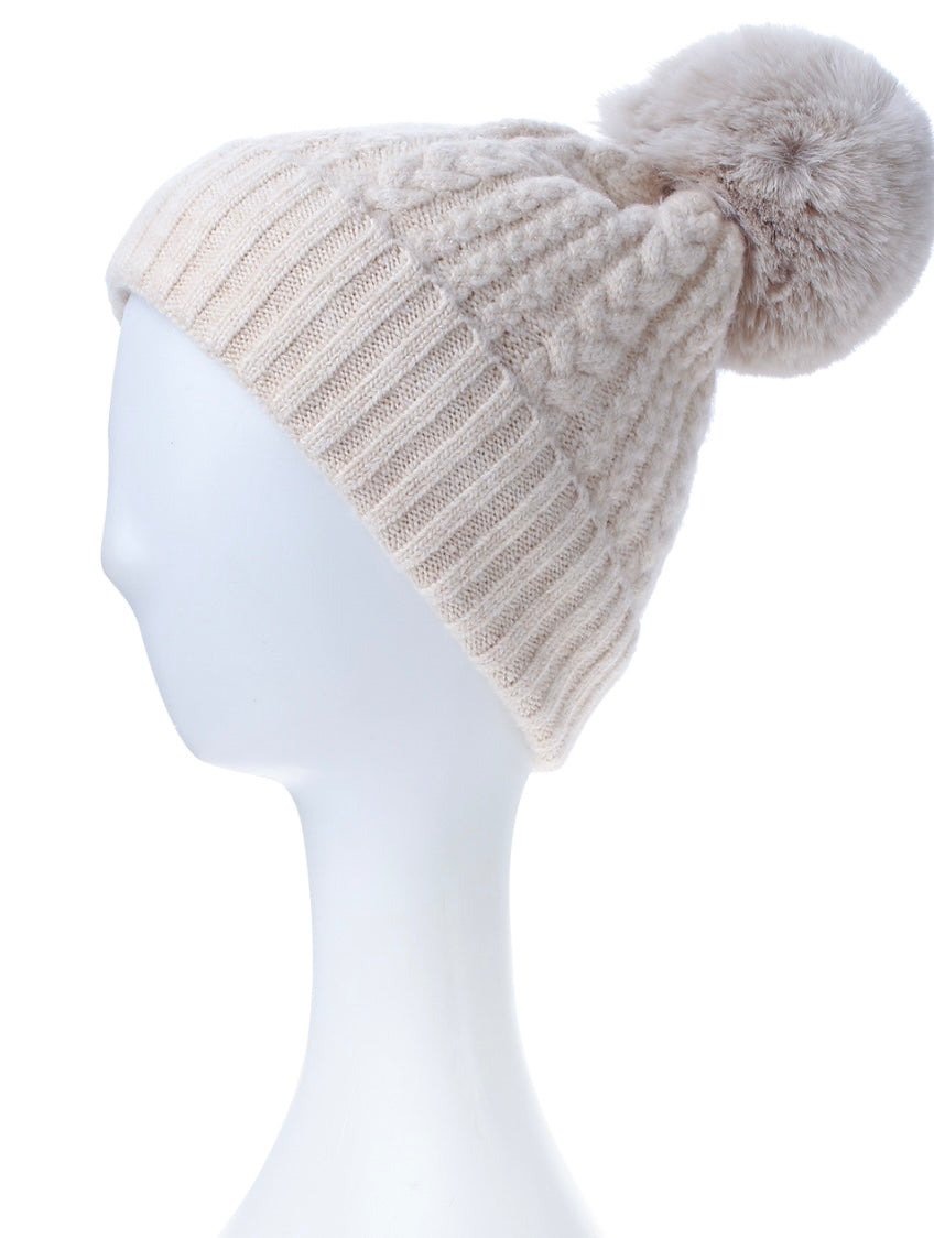 Soft Stitch Knitted Pompom Hat