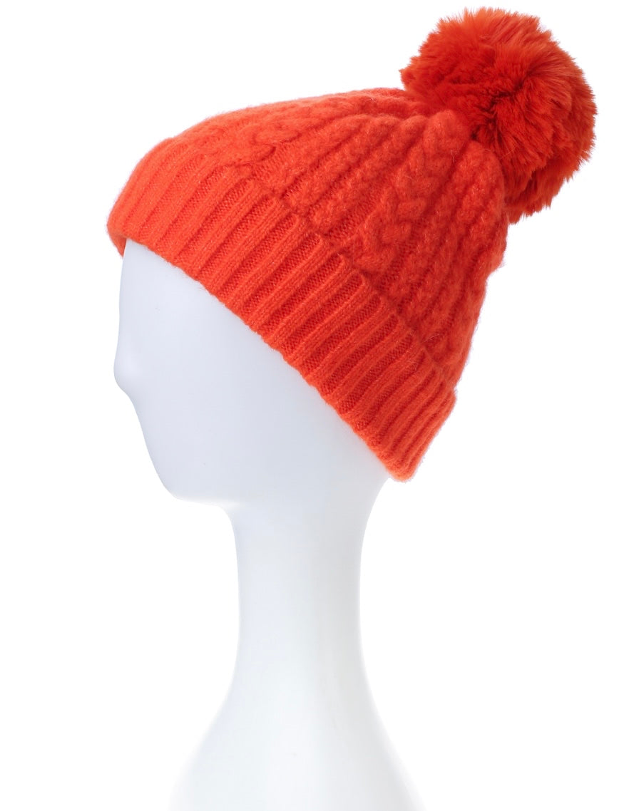 Soft Stitch Knitted Pompom Hat