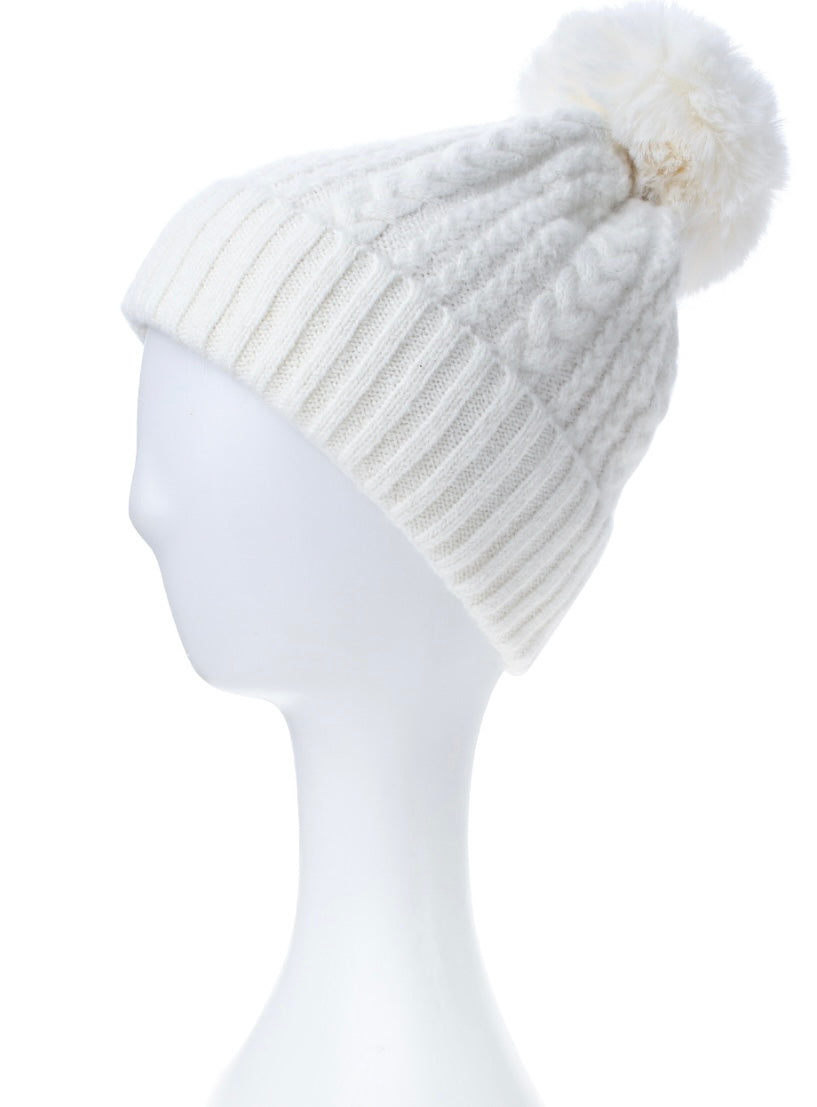 Soft Stitch Knitted Pompom Hat