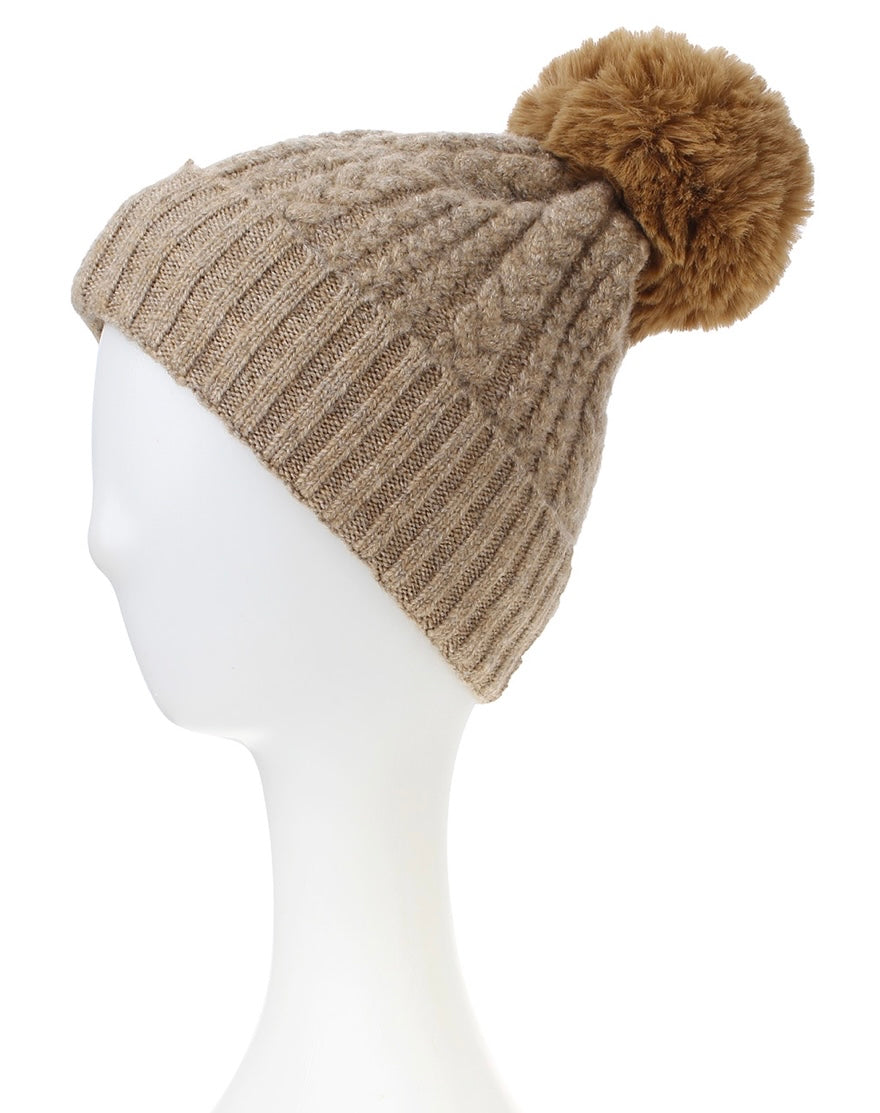 Soft Stitch Knitted Pompom Hat