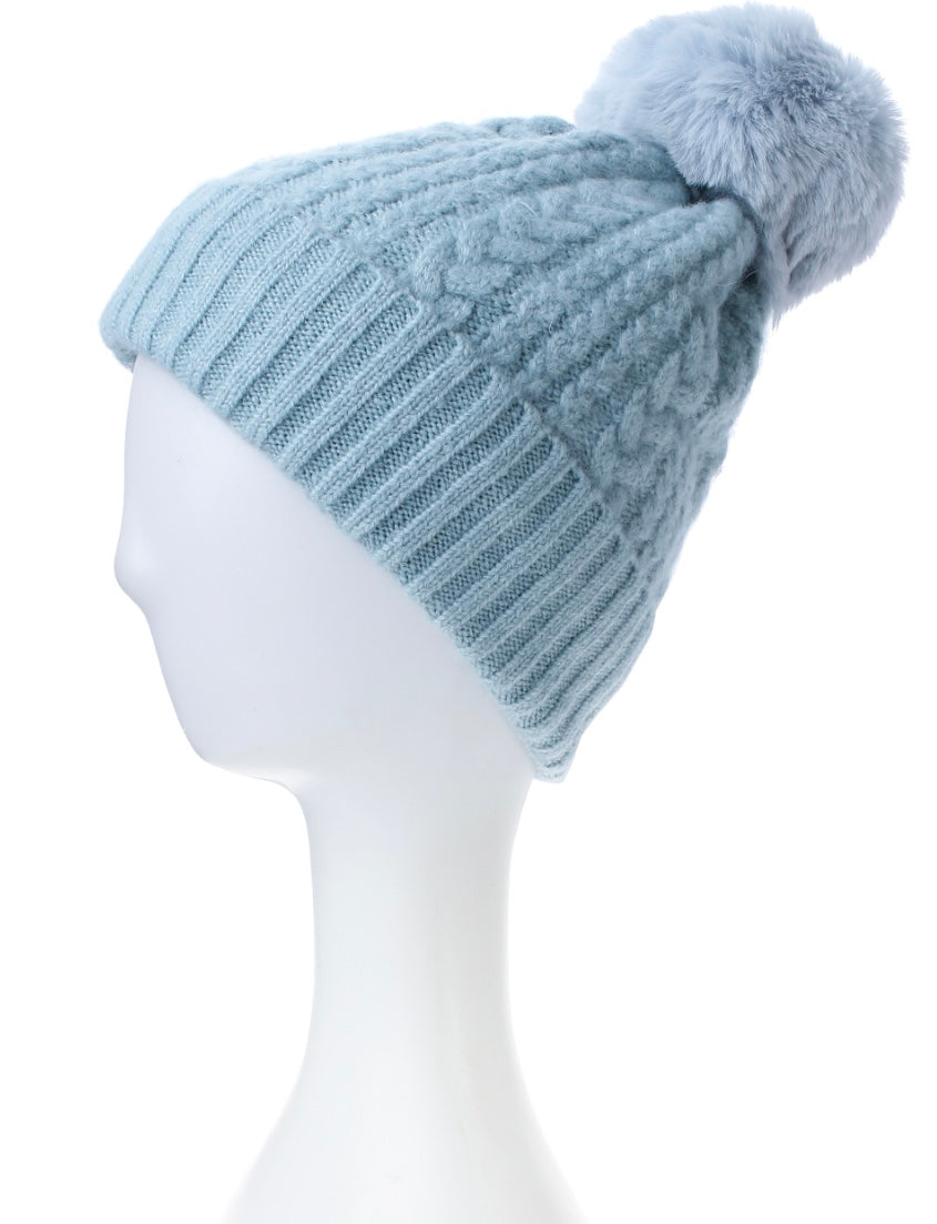Soft Stitch Knitted Pompom Hat