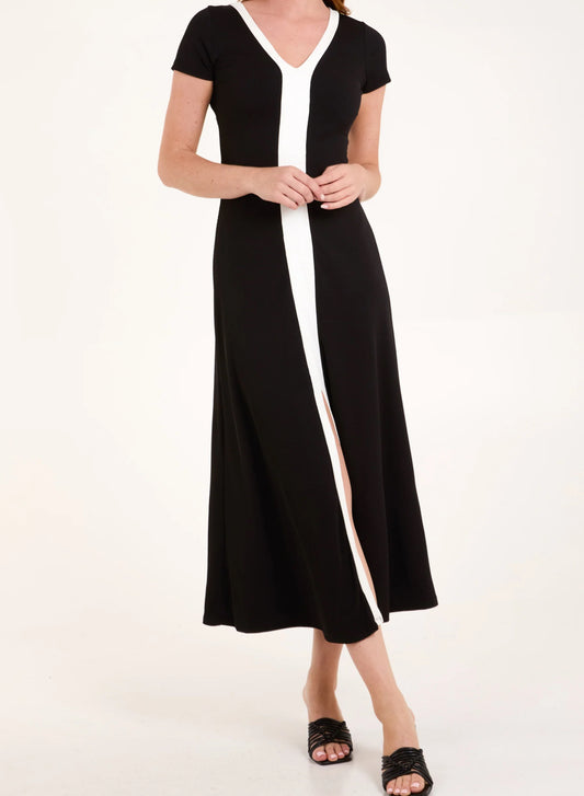 Rib front panel dress