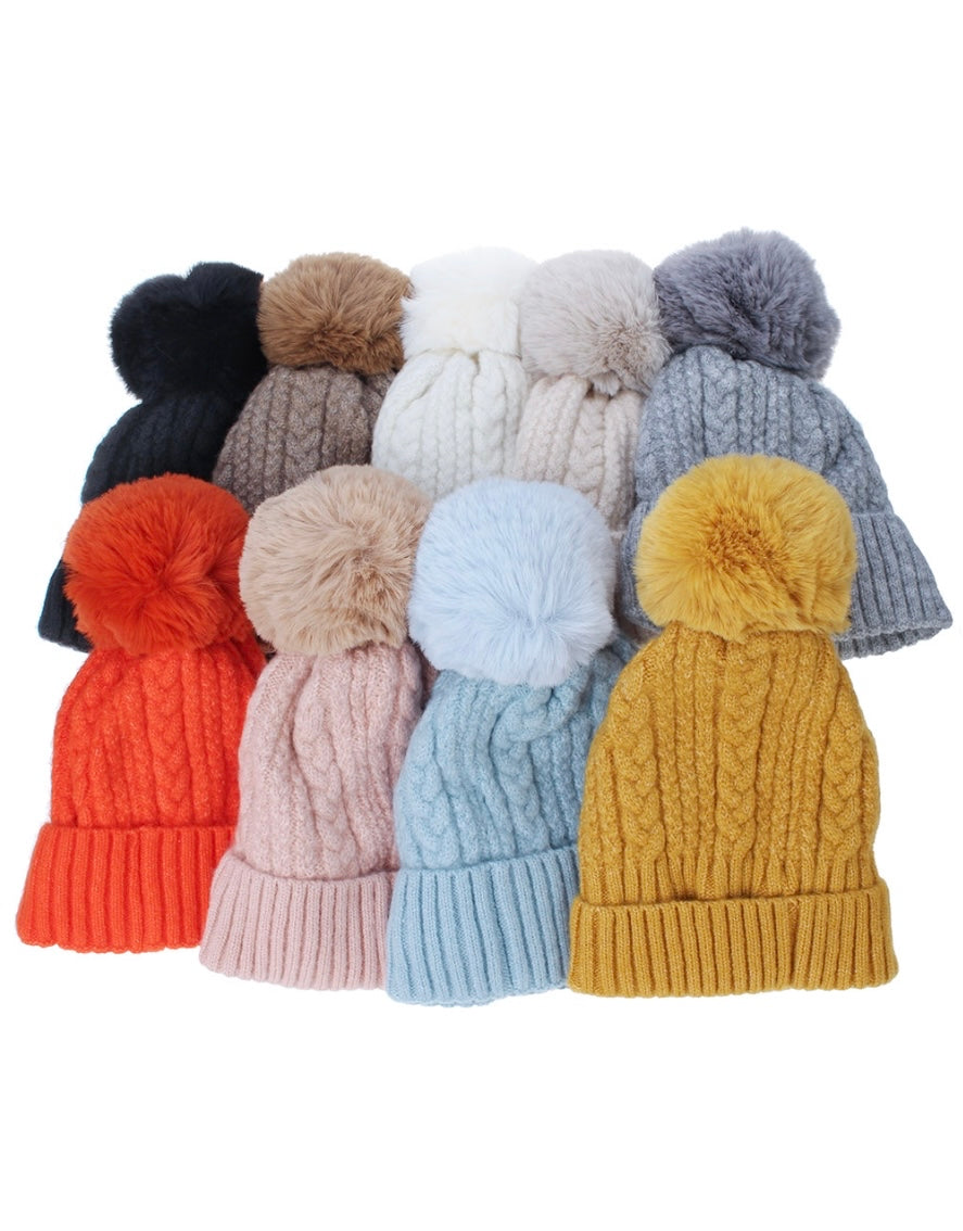 Soft Stitch Knitted Pompom Hat