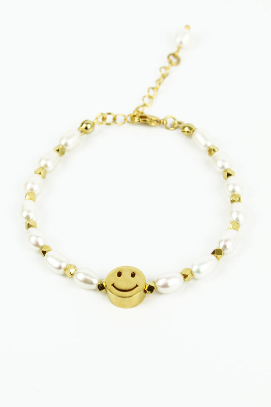 Pearl Happy Face Bracelet