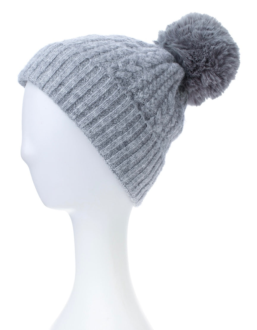 Soft Stitch Knitted Pompom Hat
