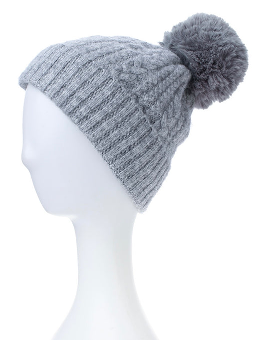 Soft Stitch Knitted Pompom Hat