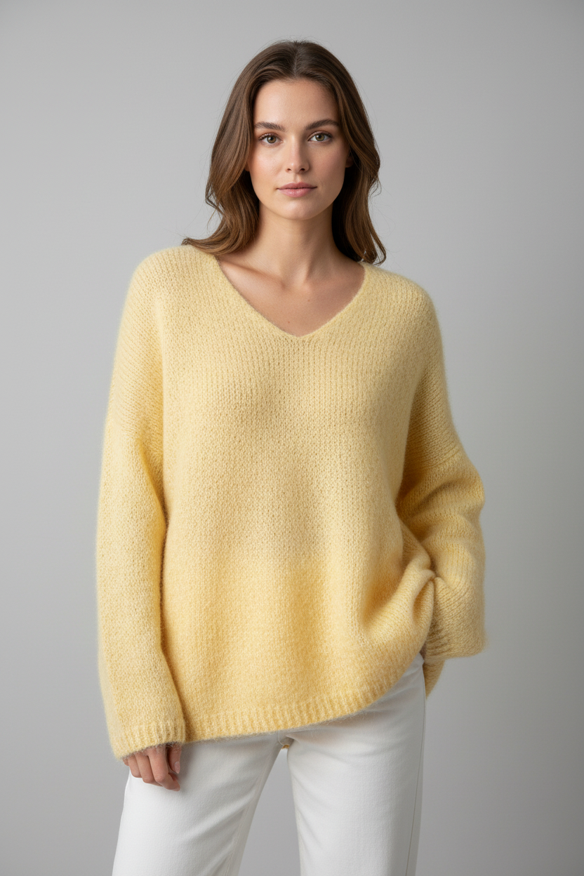 V Neck Lemon Jumper