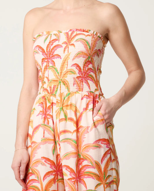 Side Split Palm Tree Jumpsuit