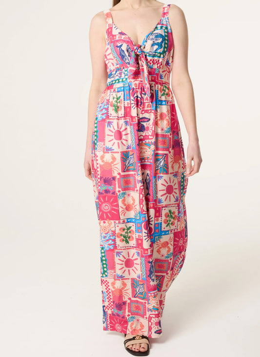 Patchwork Tie Jumpsuit