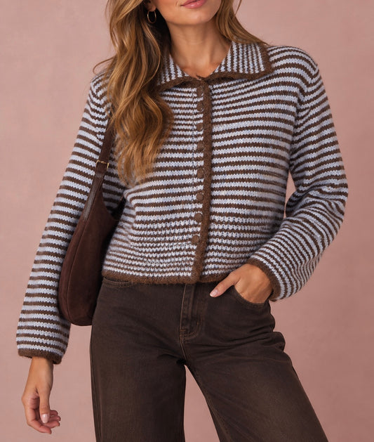 Mini Stripes Collar Cardi