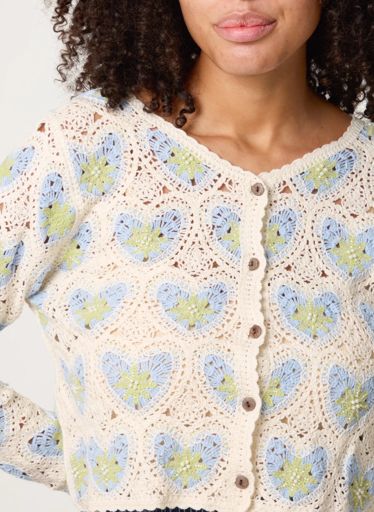 Heart Pattern Crochet Cardigan