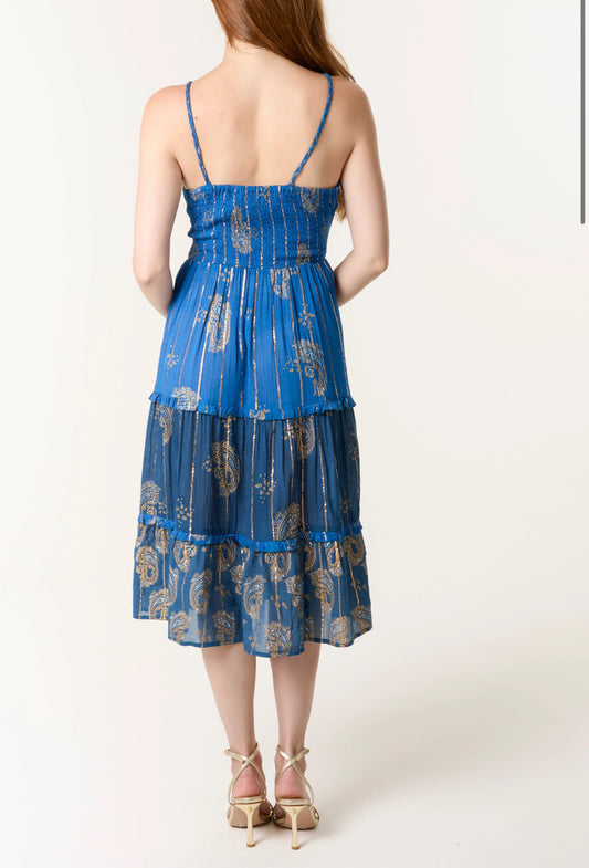 Gold Foil Paisley Dress