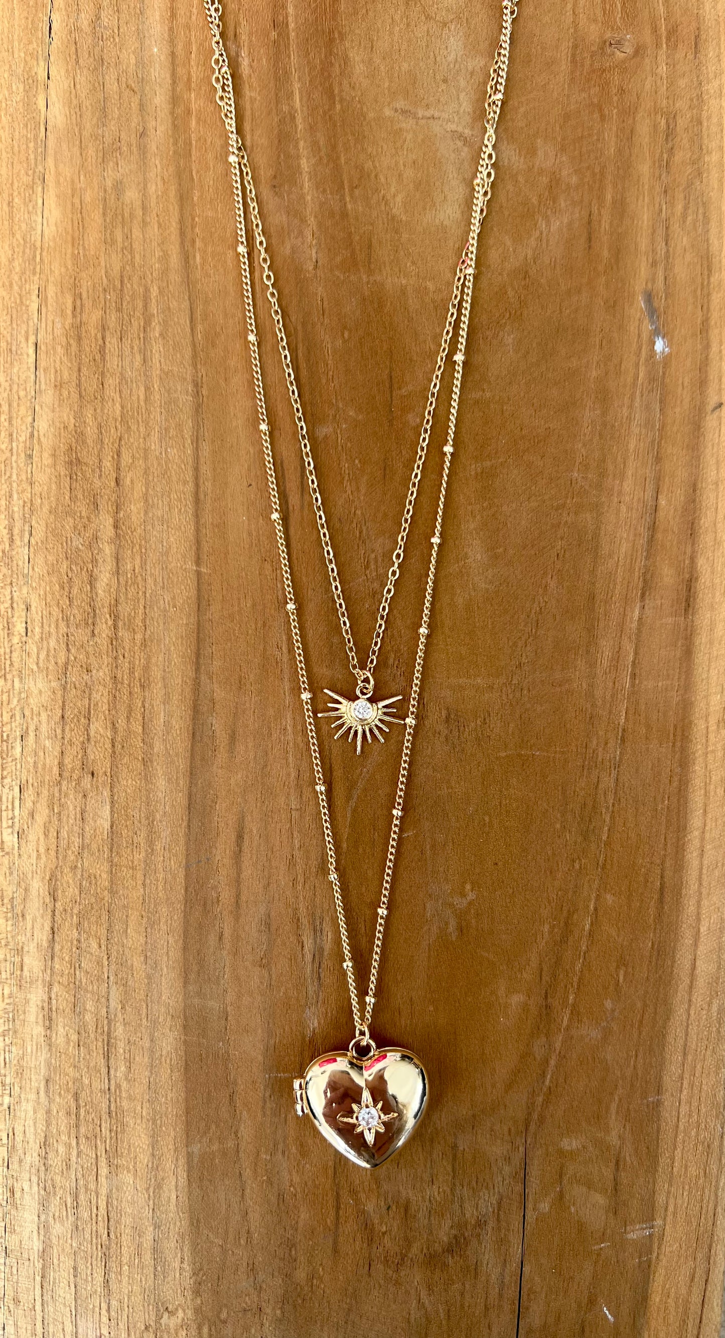Heart & Sun Locket Necklace